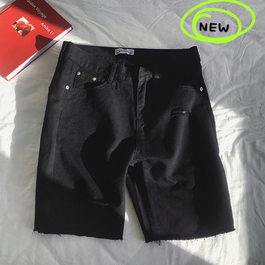 [   Freeship Extra   ]  Quần Short Jean Rách, Quần Đùi Jean Rách Gối Nam Đen Phong Cách Hàn Quốc Hè 2020 | BigBuy360 - bigbuy360.vn