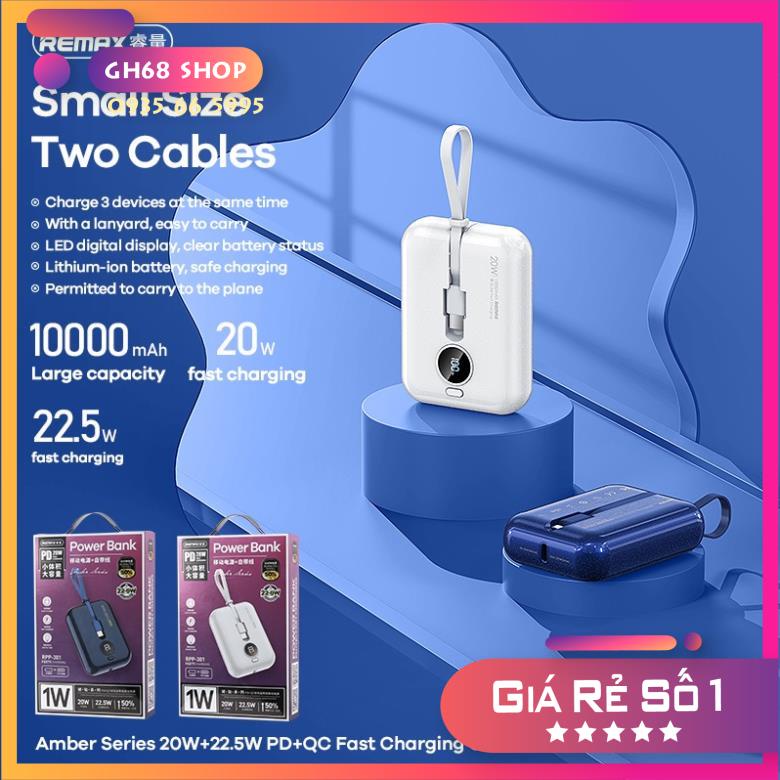 Sạc Dự Phòng Siêu Nhanh 20W + 22.5W PD + QC REMAX RPP-301 10000mAh - Chính Hãng Remax