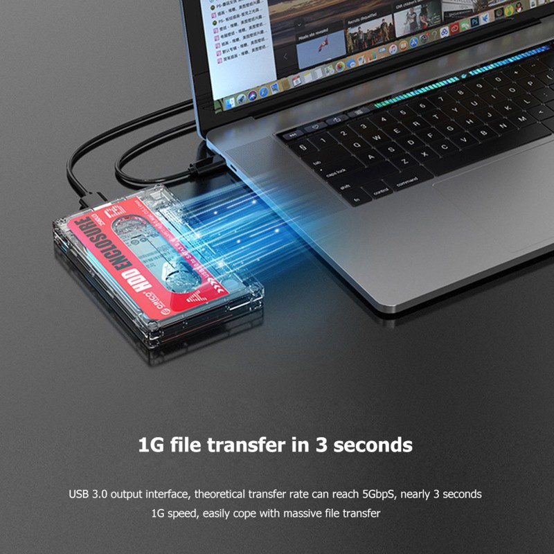 Vỏ Ổ Cứng Ngoài Trong Suốt Orico 2580u3 2.5 '' Usb3.0 Hdd Ssd Kèm Băng Keo Dán Hỗ Trợ Uasp Protocol