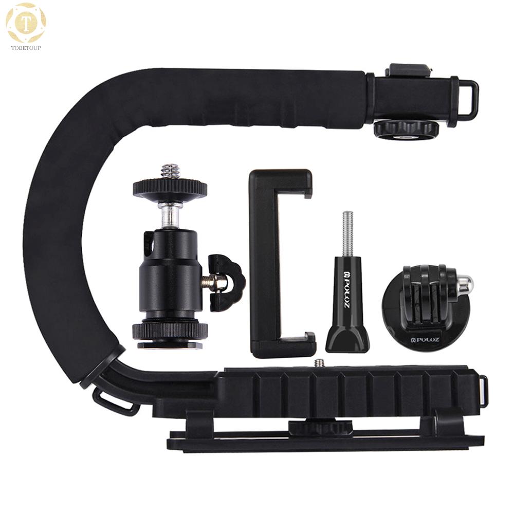 Shipped within 12 hours】 PULUZ U-Shaped Portable Handheld Camera Holder Video Handle DV Bracket C-Shaped Steadicam Stabilizer Kit for All SLR Cameras and Home DV Camera Camera Bracket [TO]