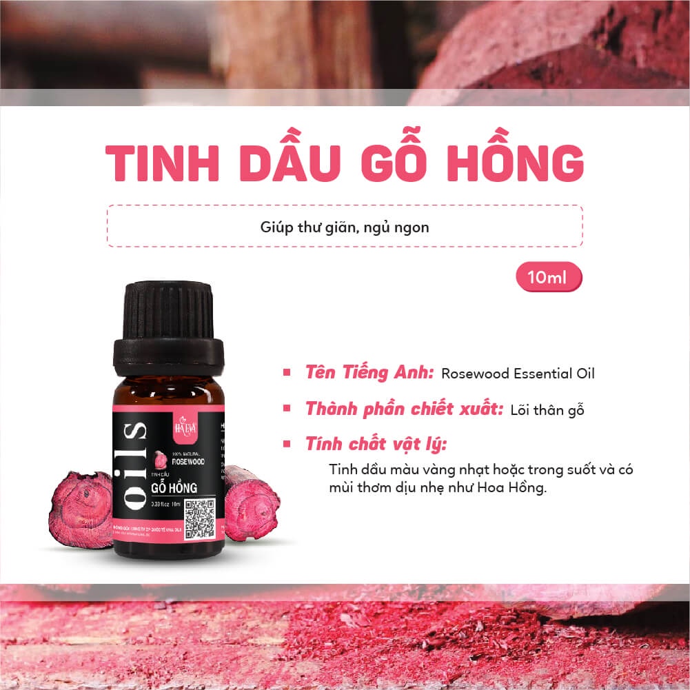 Tinh dầu Xông Gỗ Hồng Haeva Cao Cấp, 100% Thiên Nhiên, giảm căng thẳng, giúp ngủ ngon, Chai 10ml/30m/100ml