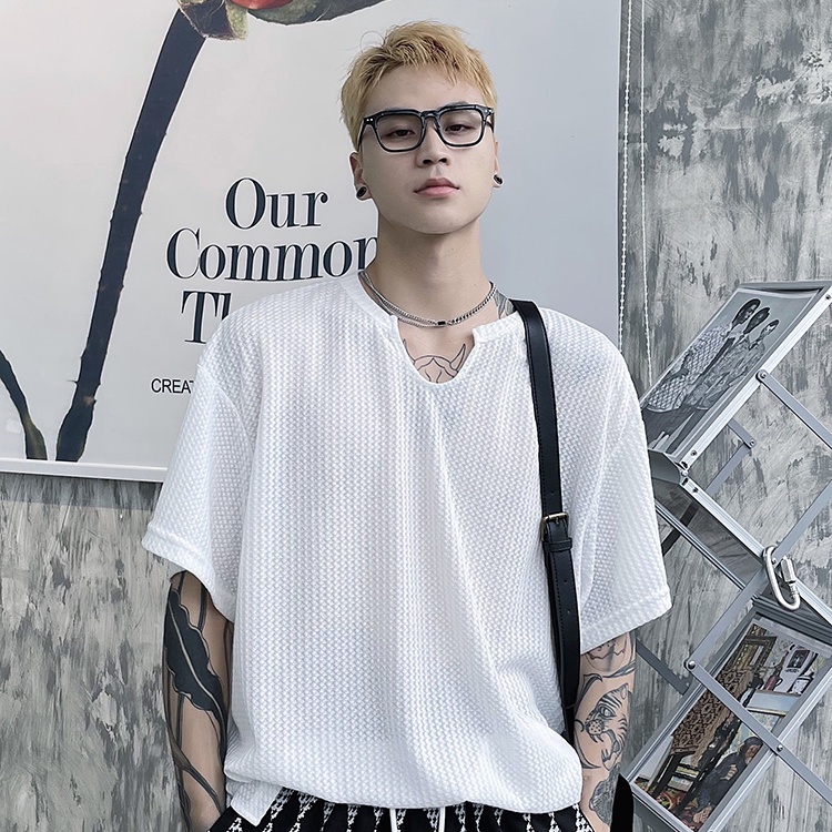 Áo Thun Tay Ngắn Cổ Chữ V Dáng Rộng Thoáng Khí Thời Trang Mùa Hè Cho Nam