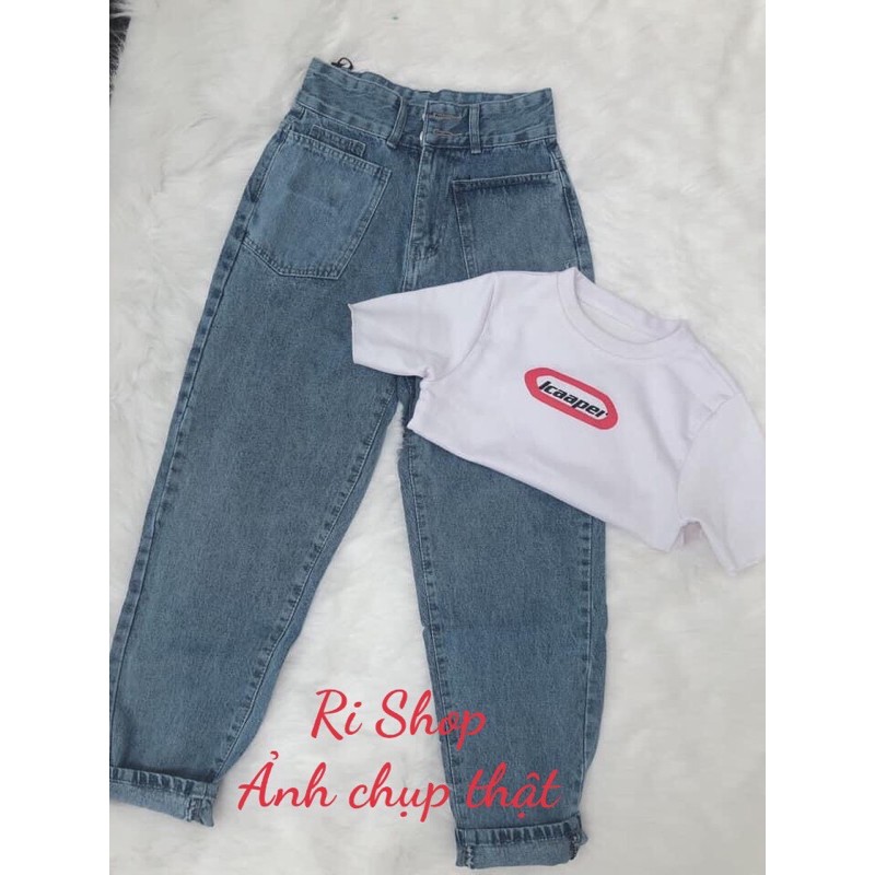 QUẦN JEAN BAGGY CẠP CAO PHỐI TÚI KIỂU [ CLIP THẬT] [FREESHIP] hàng loại 1, VẢI DÀY