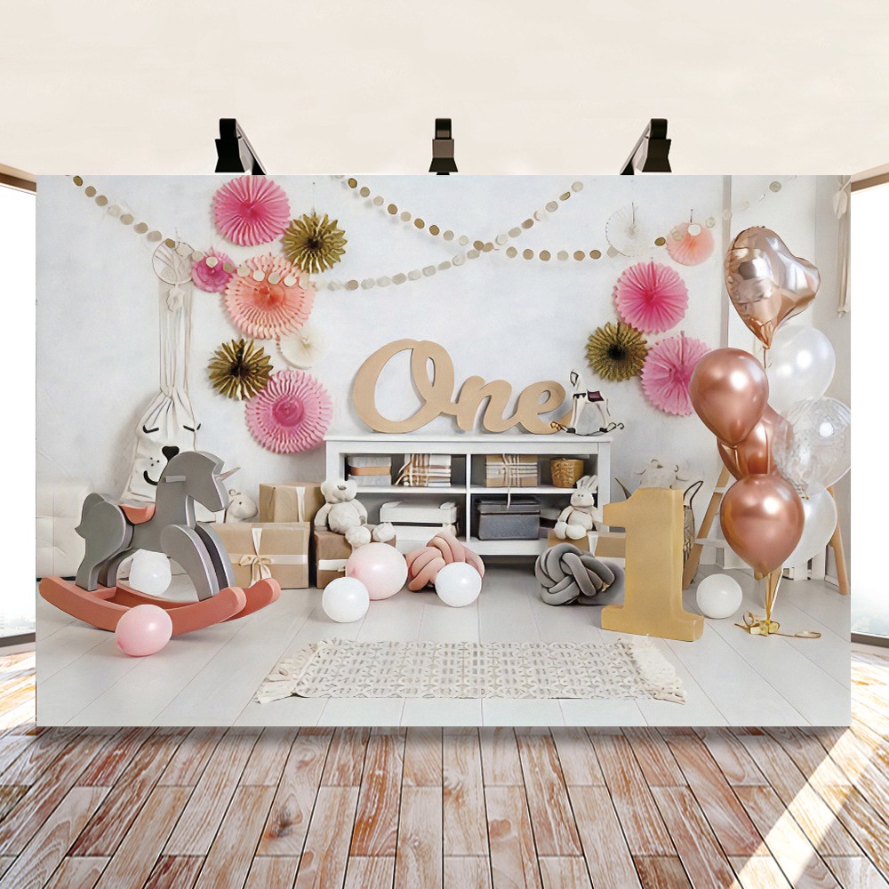 First Birthday Cake Photography Backdrops Flower Birthday Party Decoration Photocall Photo Studio