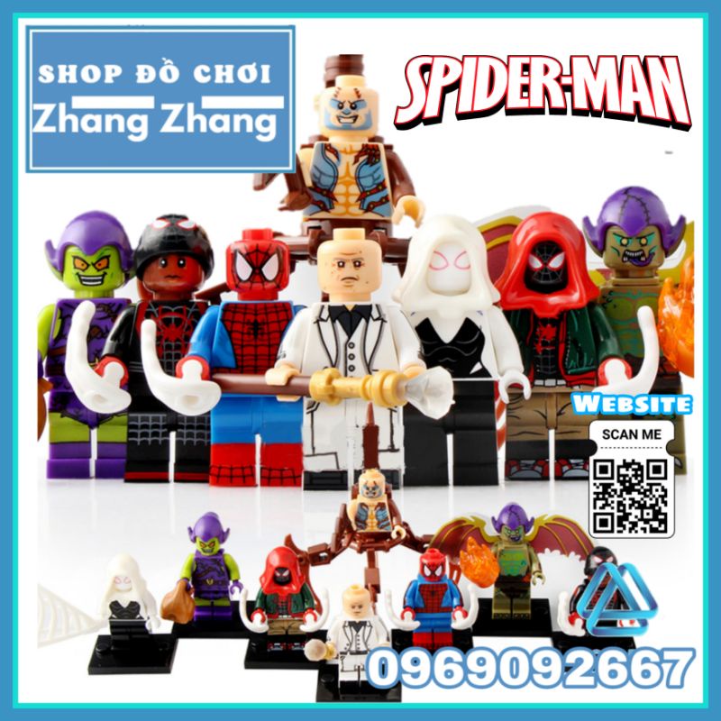 Đồ chơi Xếp hình Miles Morales gồm Green Goblin - King pin - Spider Gwen - Scorpion - Spider-man Minifigures Xinh X0241