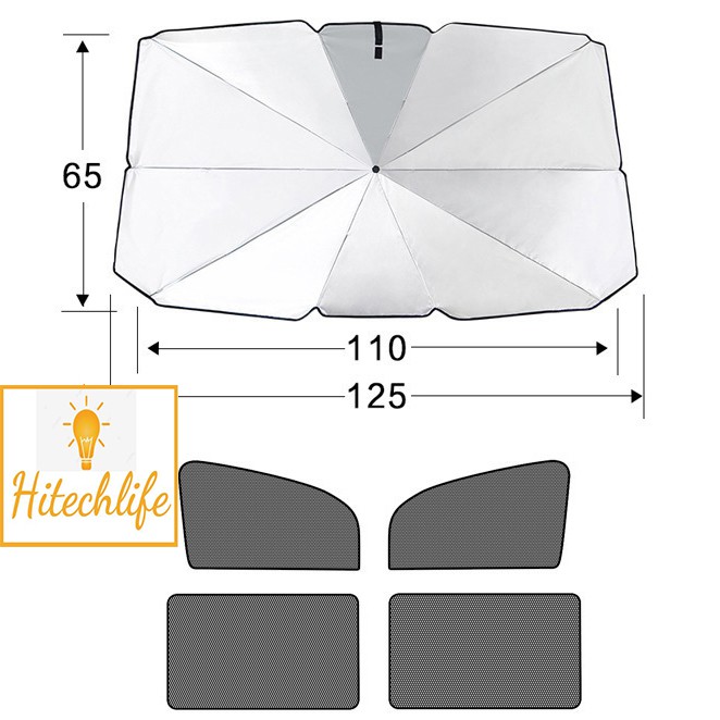 Phụ Kiện Xe Hơi Hitechlife Dù Che Nắng Kính Lái Xe Hơi Cao Cấp (Tặng Kèm Bao Da) - Dù Che Nắng Dạng Ô Sang Trọng Giá Rẻ