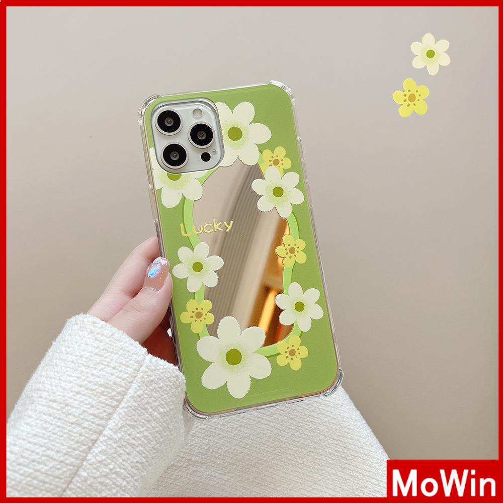 Ốp điện thoại acrylic HD hoa màu vàng/ xanh lá bảo vệ toàn diện thích hợp cho iPhone11/ 13ProMax/12 ProMax /7 Plus