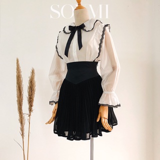 Áo Sơ Mi SONMI Trắng Nữ Tay Dài Cổ Bèo OLIVE AURELIA