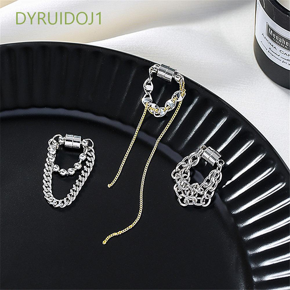 1 Khuyên Tai Dạng Kẹp Nam Châm Dạng Dây Xích Phong Cách Punk Cổ Điển Cho Nữ