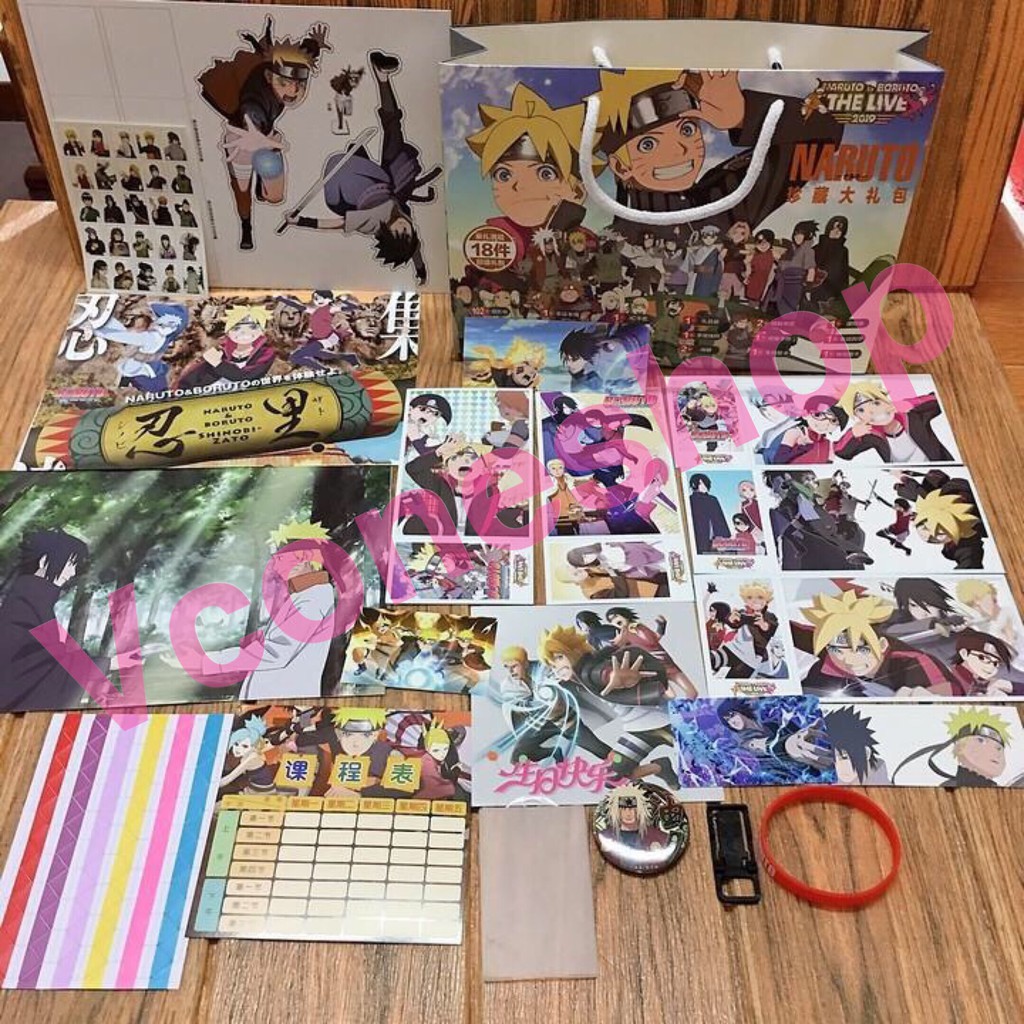 (new) Túi quà tặng Boruto : Naruto Next Generations cuộc chiến làng lá hình chữ nhật chibi anme album ảnh