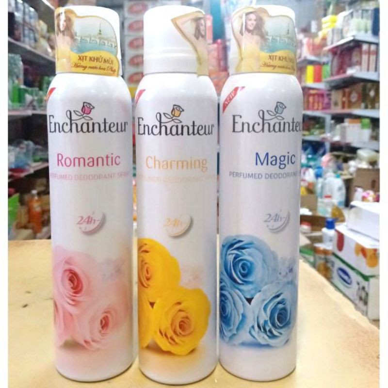 Xịt khử mùi hương nước hoa Enchanteur 150ml tặng sữa tắm 150g