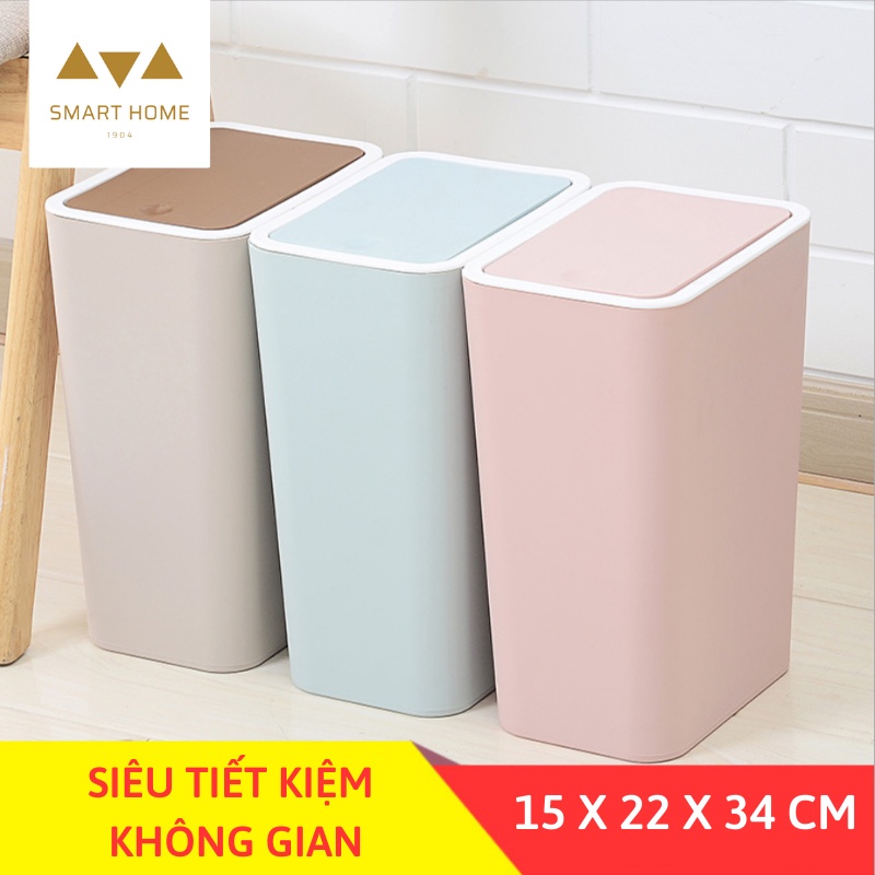 [Mã LIFE20KALL giảm 10% đơn 50K] Thùng Rác Nắp Bật Nhấn Nút Thiết Kế Siêu Tiết Kiệm Không Gian Nhựa PP Loại 1