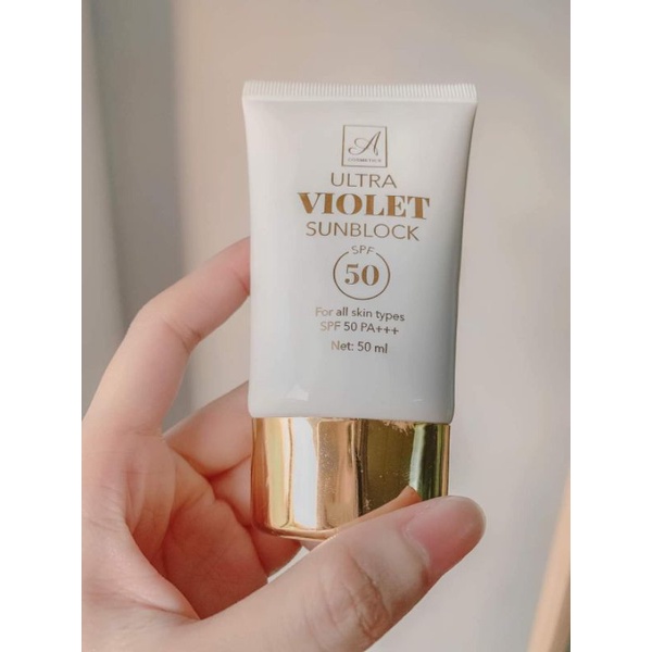 Kem Chống Nắng Vật Lý ULTRA VIOLET SUNBLOCK A cosmetics, SPF 50 PA+++, Bao vệ da khỏi tia UVB , UVA suốt 8 tiếng