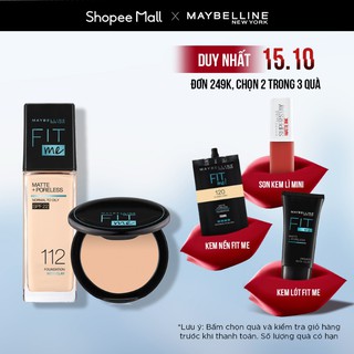 [Bộ trang điểm] Bộ Kem Nền Fit Me và phấn nền Fit Me Compact Mịn Nhẹ Kiềm Dầu Chống Nắng Maybelline New York Matte SPF