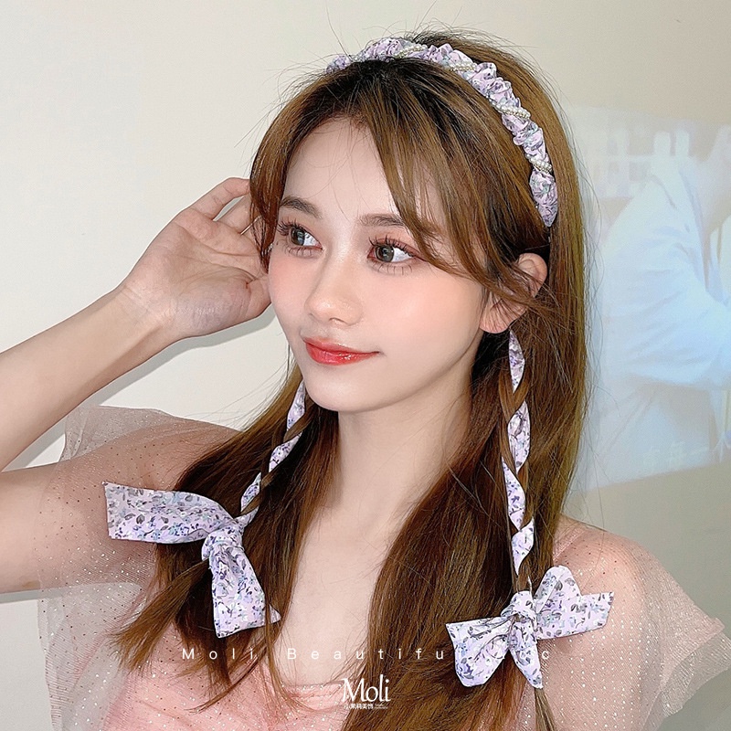 Băng đô hoa buộc ,kết tóc vải voan hoa đơn giản