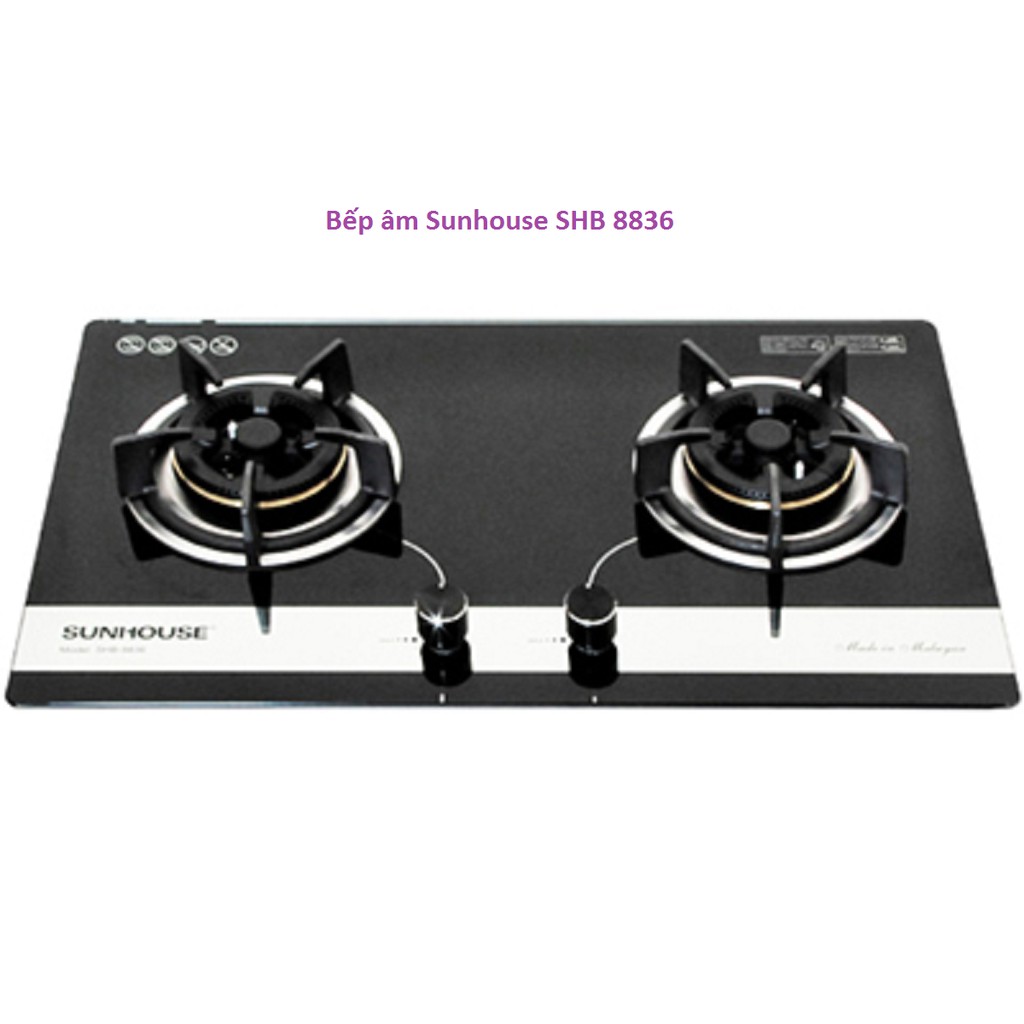Bếp Gas Âm Kính Sunhouse SHB8836 mới Chính Hãng 100% +Tặng Dây gas-Hệ thống đánh lửa IC cho tia lửa nhanh , nhạy