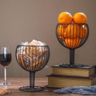Wine Cup Shape Decorative Metal Wire Fruit Basket Vegetable Bread Snacks Storage Bowl Holder Baske
