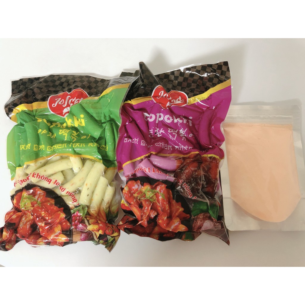 Set bánh gạo topokki Khoai Môn kèm sốt và bột phô mai