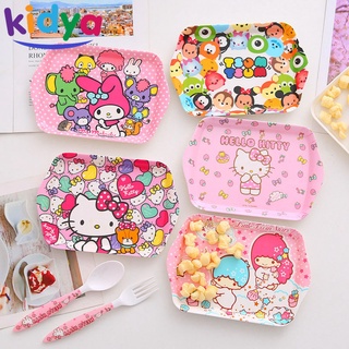 Khay Đựng Thức Ăn Hình Vuông mini In Họa Tiết hello kitty Dễ Thương Cho Bé