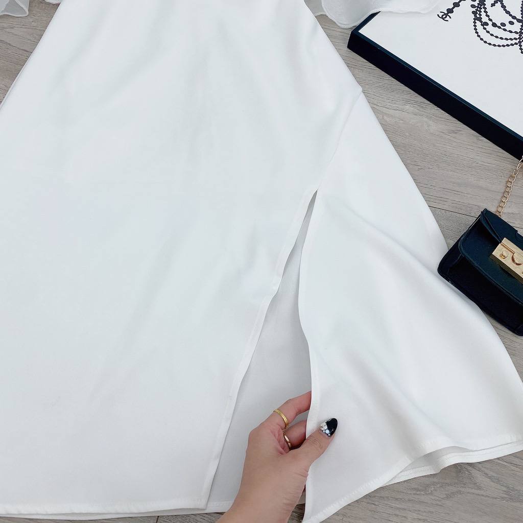 Đầm nữ trễ vai AGITANT dáng croptop mix chân váy xẻ tà dáng dài phù hợp cho đi du lịch, đi biển, đi chơi - XT138