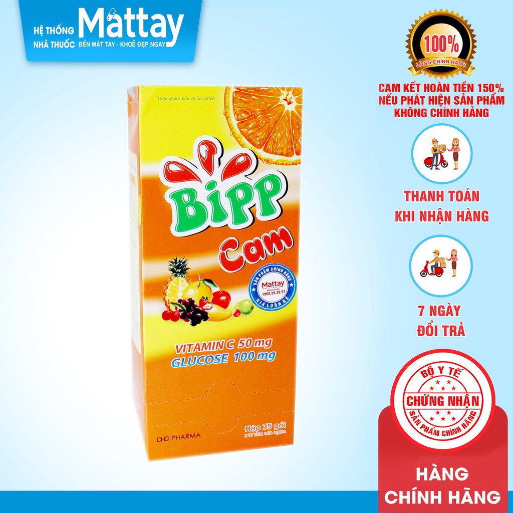 Viên Ngậm Bipp Cam - DHG Pharma - Hộp 35 Gói - Tăng Sức Đề Kháng