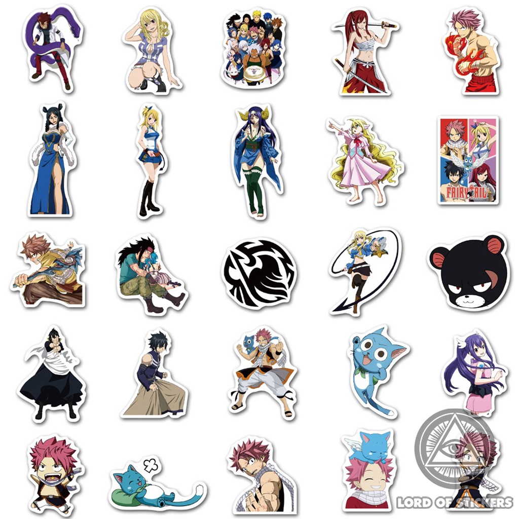 Set 50 Miếng Dán Hoạt Hình Fairy Tail Sticker Anime Manga Chống Thấm Nước Trang Trí Mũ Bảo Hiểm, Ván Trượt, Laptop, Sổ