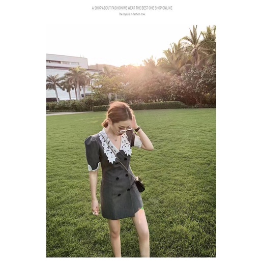 Váy Vest cổ thêu ren