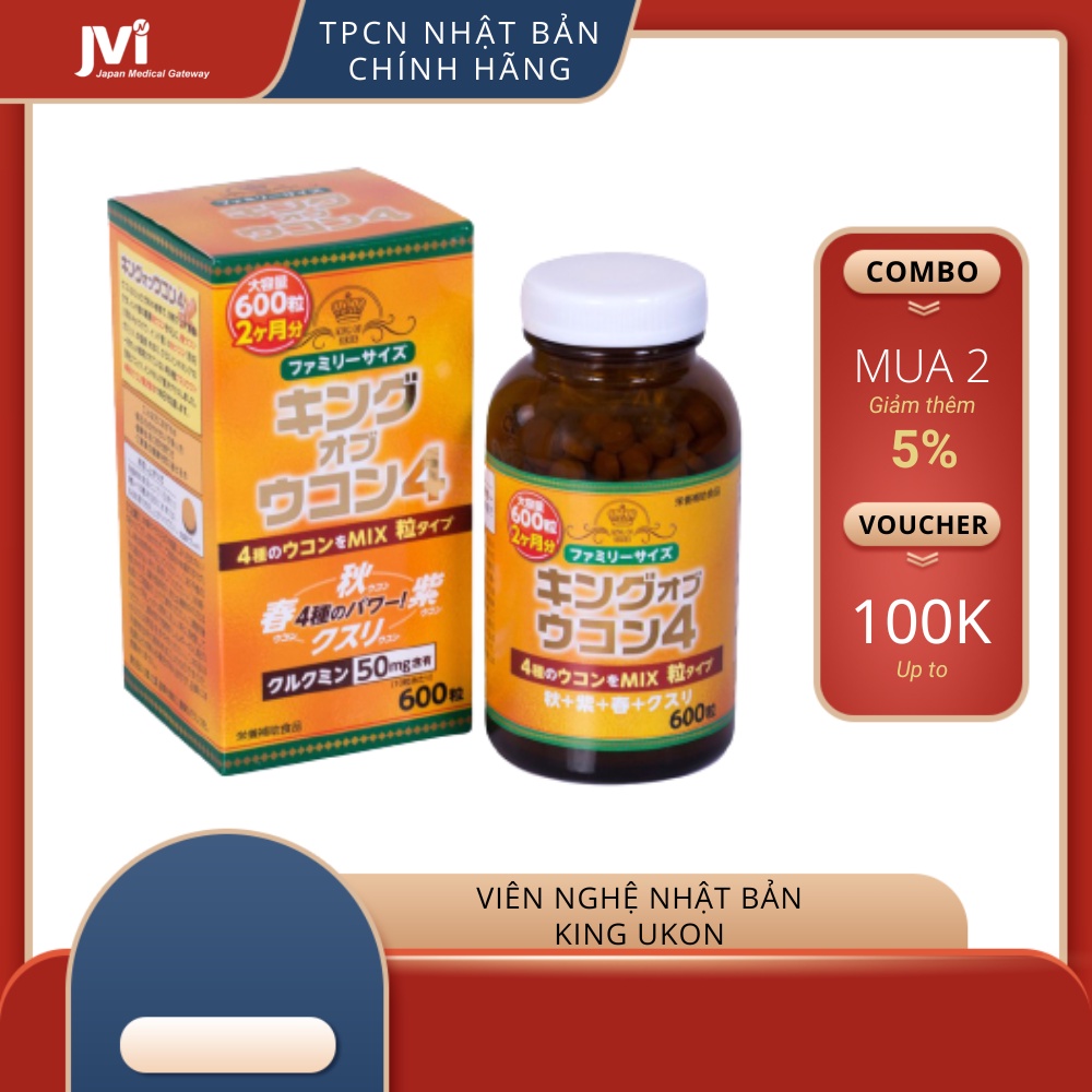 Viên uống chiết xuất nghệ Nhật Bản King Ukon 4 hỗ trợ tiêu hóa dạ dày lọ 600 viên