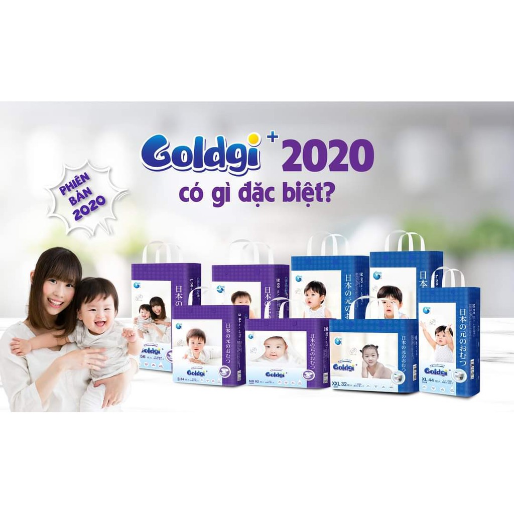 [Mẫu mới 2020] Tã bỉm dán/quần Goldgi + Nhật size Nb92/S84/M66/M60/L56/L48/XL46/XL44/XXL34