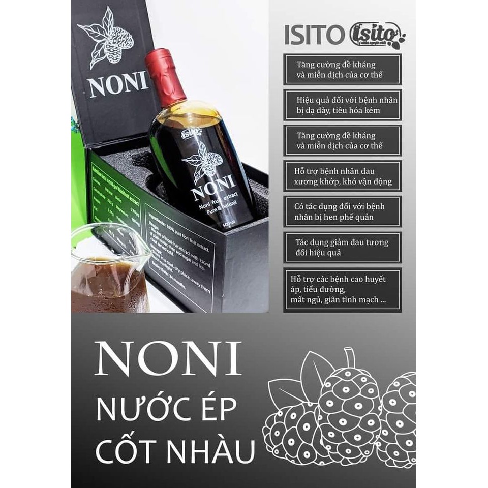 [Mix trái cây] Nước cốt trái nhàu trái cây Noni Isito chai 500ml, nhàu đã tách mùi thơm ngon