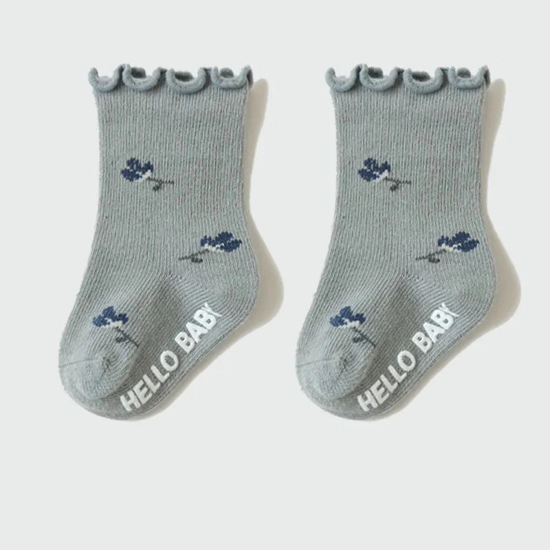 Vớ Cotton Mềm Co Giãn Chống Trượt In Họa Tiết Hoa Dễ Thương Dành Cho Bé Gái