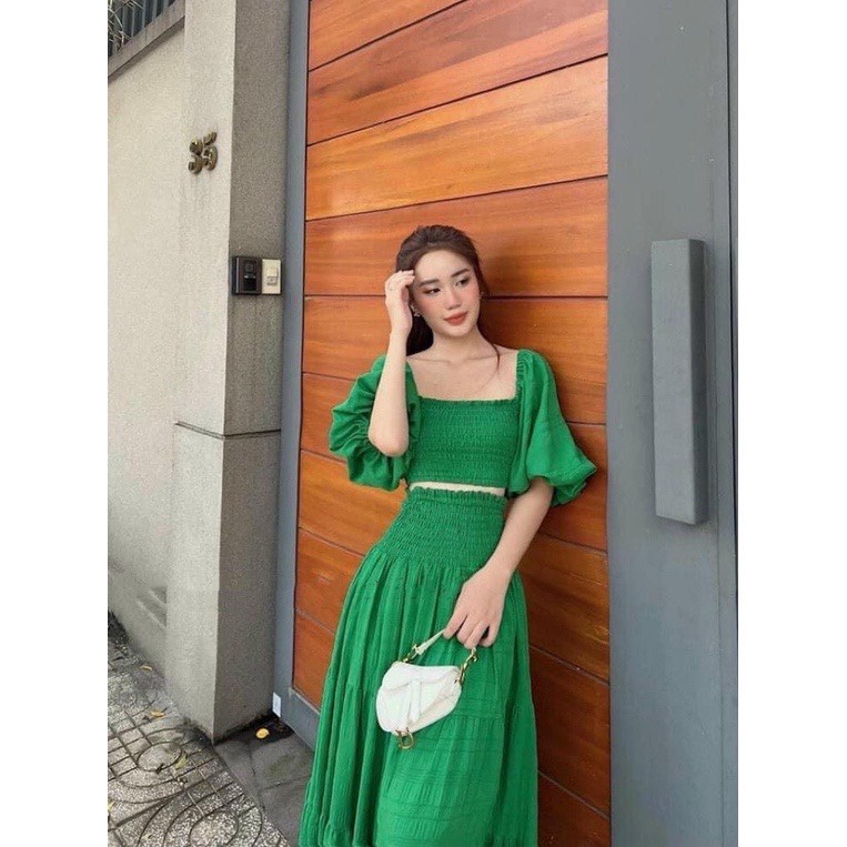 Đầm maxi đi biển cao cấp hai dây nhỏ dập ly xoắn ngực siêu đẹp