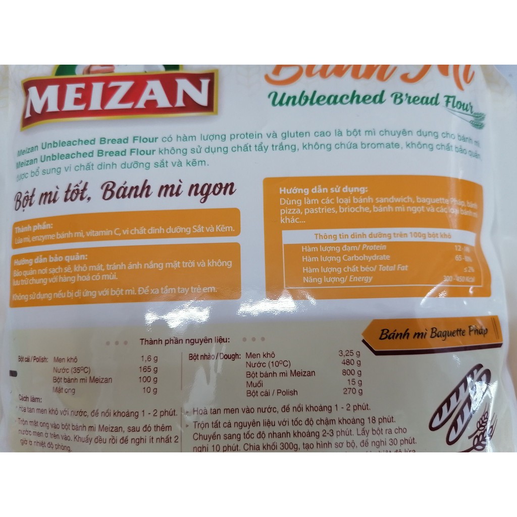 Bột Bánh Mì MEIZAN Unbleached Bread Flour 1kg (halal)