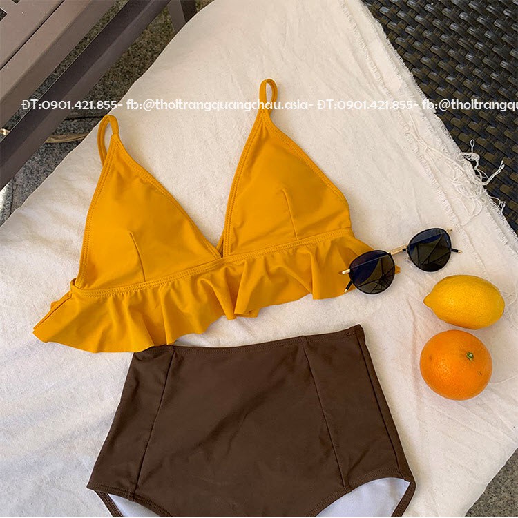 (Hàng Nhập-Thun Dày) Bikini 2 mảnh, quần cạp cao Style Hàn quốc #HTL9910