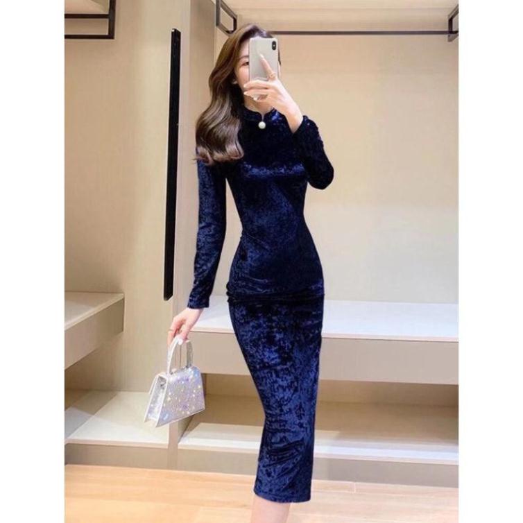 Váy sườn xám nhung nhám