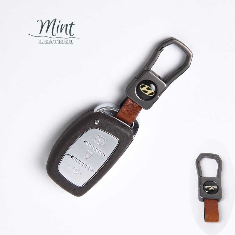 Móc Khóa Ô Tô Quai Da Thật 💎 FREESHIP💎 Móc Khóa Logo Hãng Xe Toyota Mazda Honda Hyundai ... Mint Leather