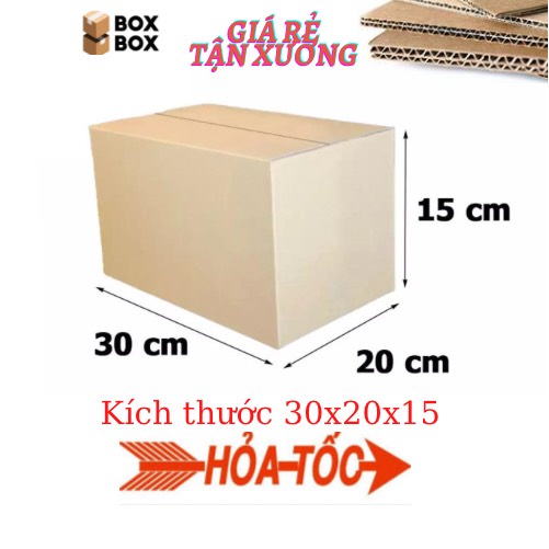 thùng hộp carton bìa giấy đóng gói hàng kích thước 30X20X15 giá rẻ tận xưởng giao hỏa tốc nhận hàng ngay