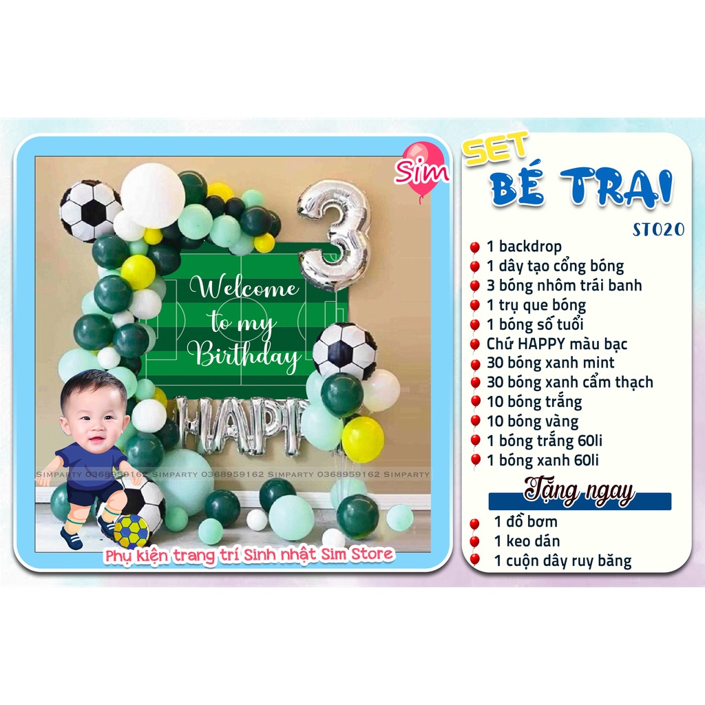 Set trang trí sinh nhật, trang trí thôi nôi, đầy tháng bé trai bé gái hot trend siêu dễ thương trọn bộ đầy đủ Simparty