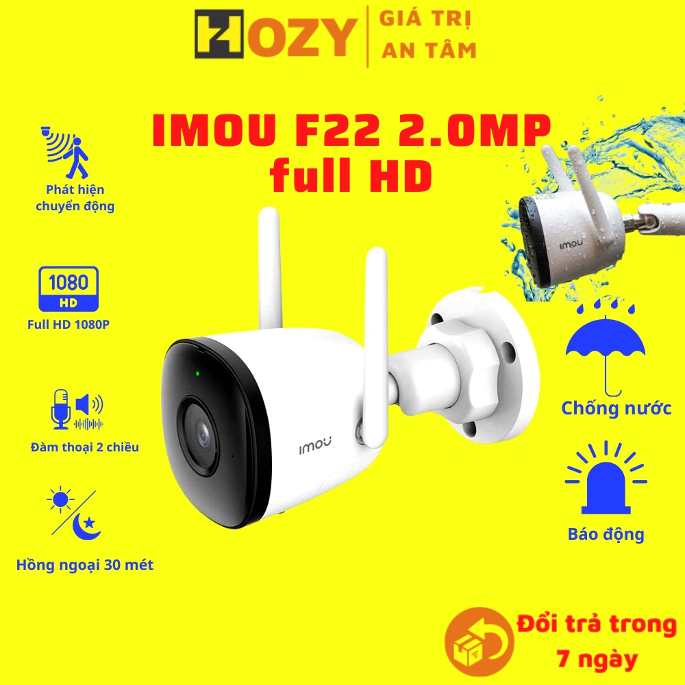 [Mã ELHAMS5 giảm 6% đơn 300K] Camera wifi IMOU ngoài trời chống nước quay đêm có màu F22FP 2.0MP full HD