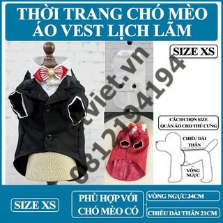 Quần áo cho chó - Áo Vest Đen Lịch Lãm - Cho Chó 3-4kg - VV0601