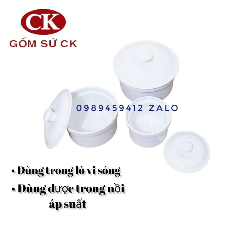 Thố chưng yến gốm sứ CK Việt Nam 300ml, 500ml,700ml