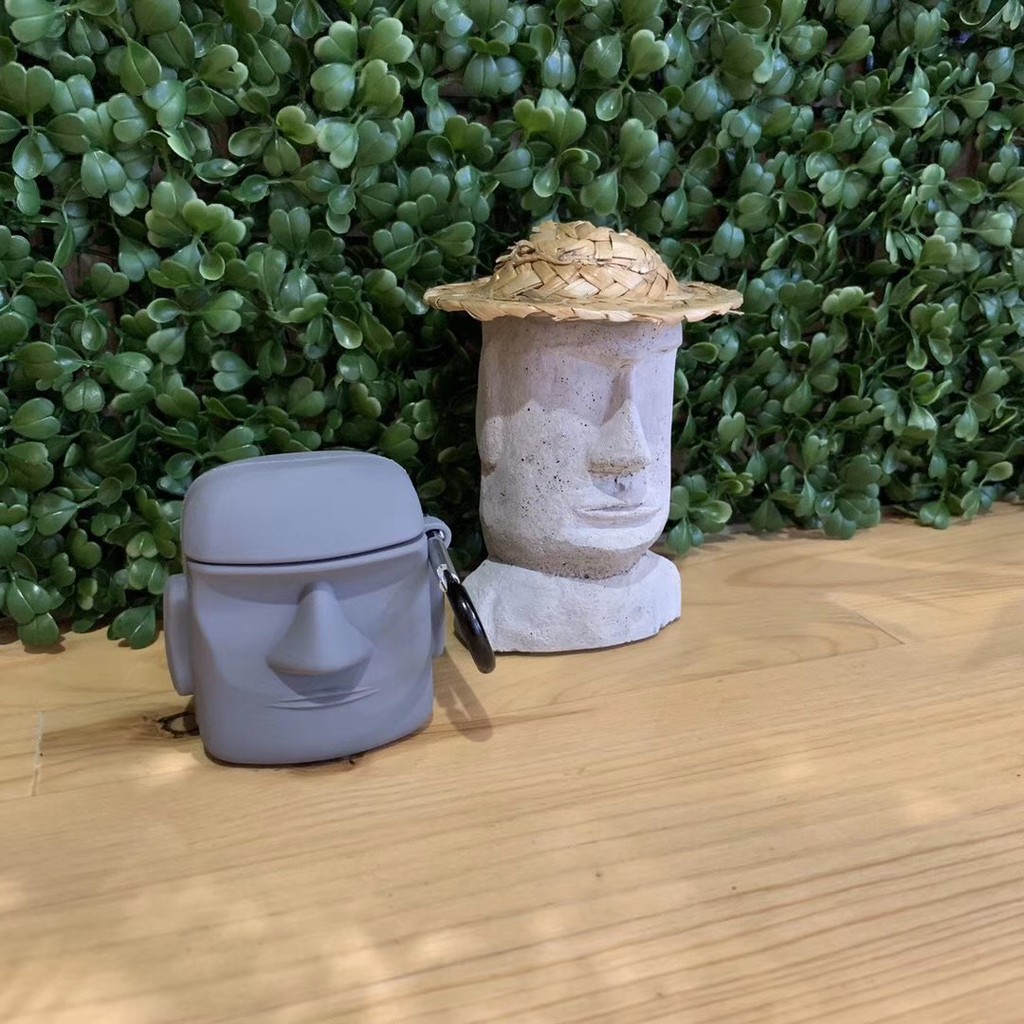 Vỏ bảo vệ hộp sạc airpods hình đá moab easter island sáng tạo độc đáo | BigBuy360 - bigbuy360.vn