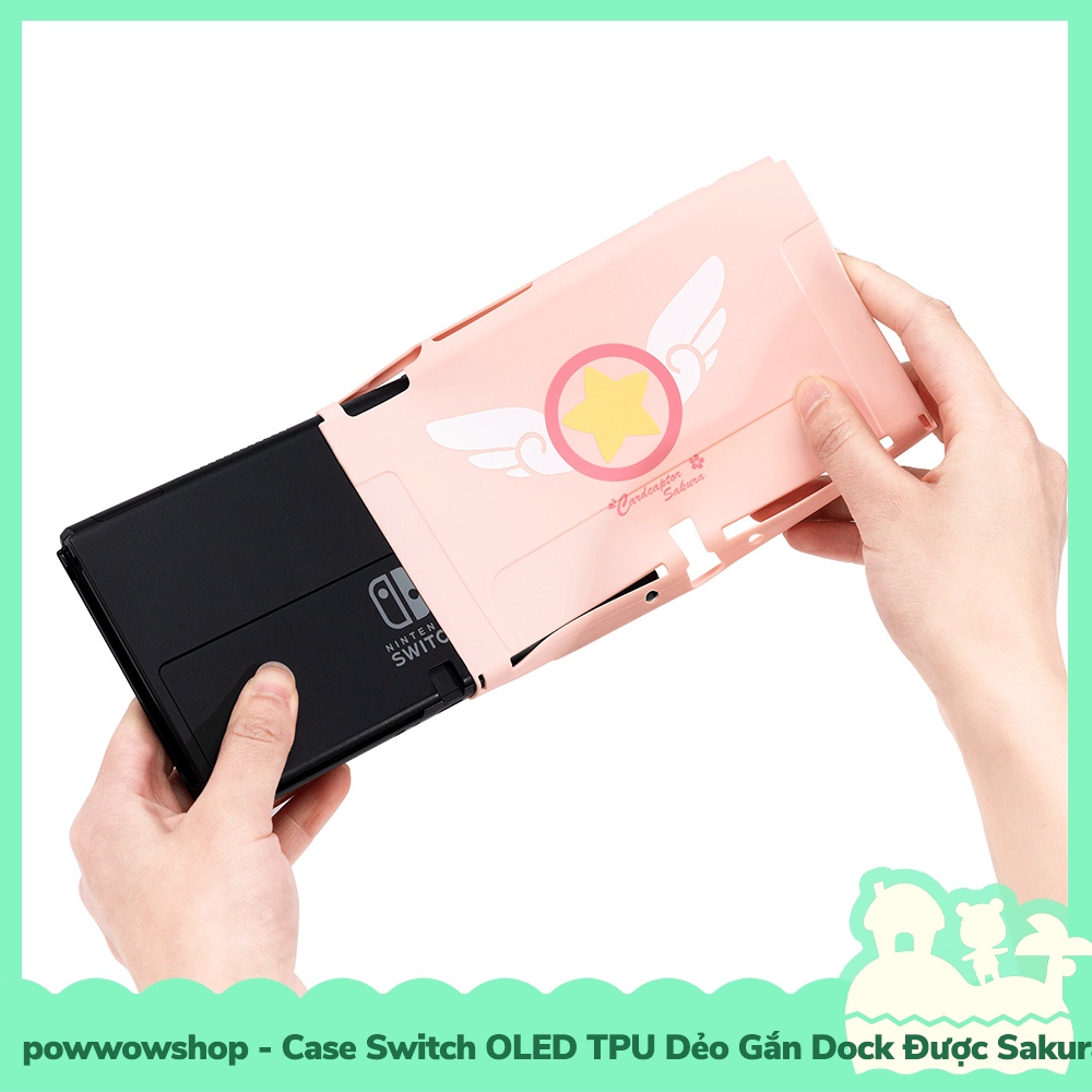 [Sẵn VN - Hỏa Tốc] Case OLED (Gắn Dock Được) Case Ốp TPU Dẻo Cho Máy Game Nintendo Switch OLED Mẫu Sakura Ceberus