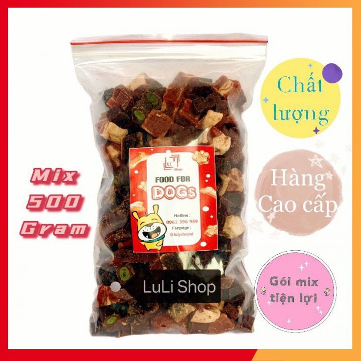 Bánh thưởng cho chó 🌟BỔ SUNG DINH DƯỠNG🌟 bao 500gr Mix 05 vị tiêu chuẩn thơm ngon hỗ trợ quá trình huấn luyện