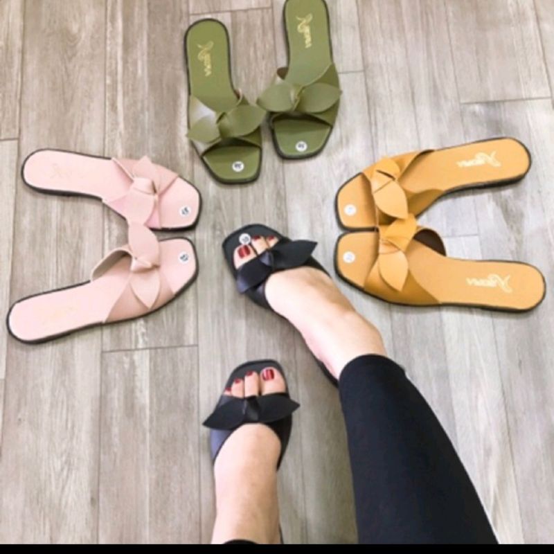 Dép quai ngang thắt nơ tai thỏ dễ thương