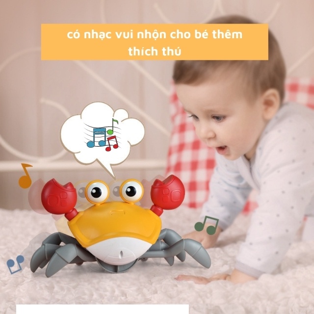 Đồ chơi con cua cho bé cảm biến thông minh tự tránh các chướng ngại vật, có đèn và nhạc