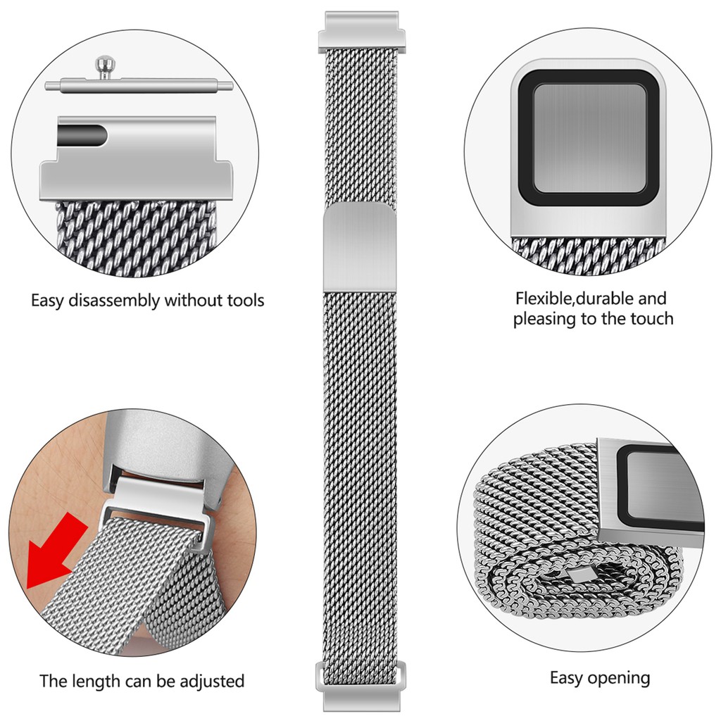 Milanese Magnetic Loop Stainless Steel Wristband Strap Replacement for Xiaomi 3/4 SmartBand