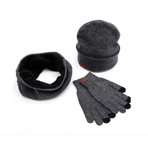 Bộ khăn quàng cổ , găng tay cảm ứng và mũ len nam ấm áp tiện dụng cho mùa đông 2018