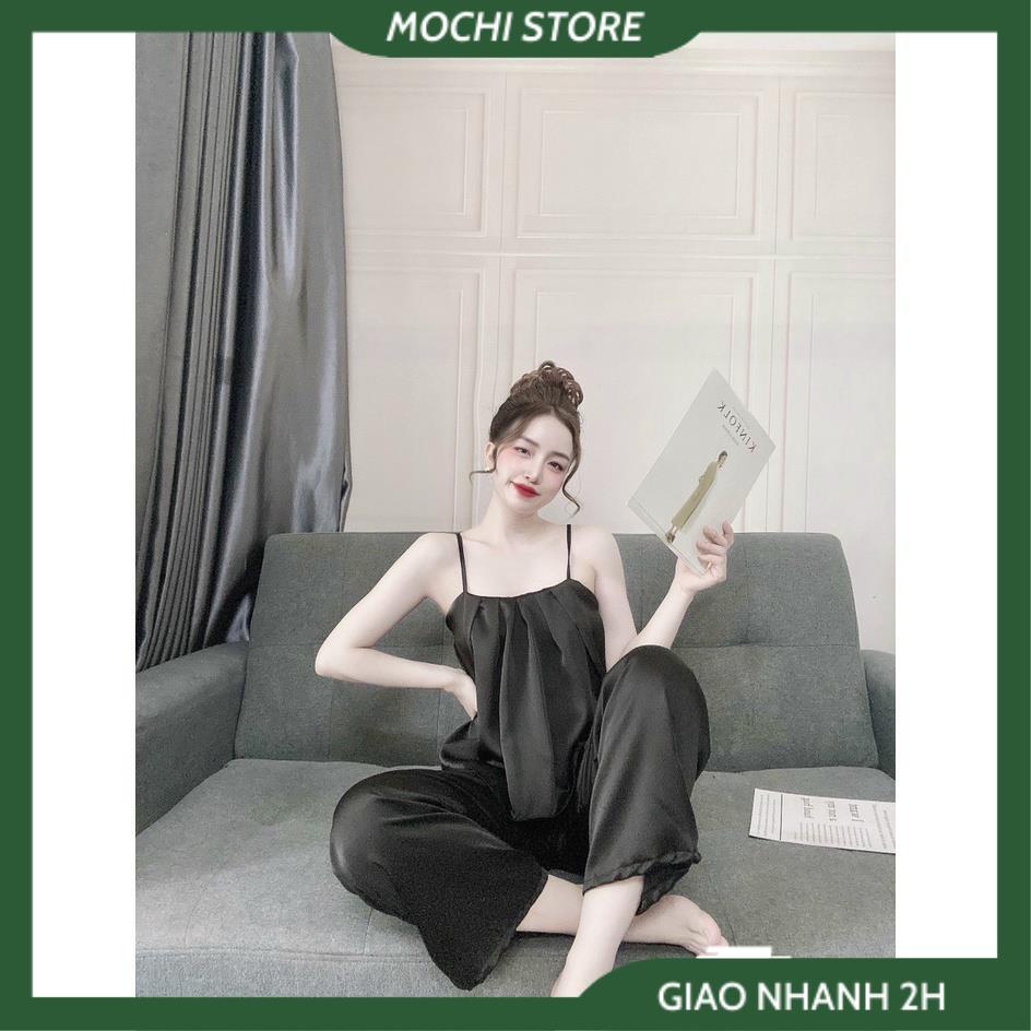 Đồ Lụa Mặc Nhà, Đồ Bộ Nữ Đồ Ngủ Áo Dây Nhún Ngực Quần Dài Chất Lụa Satin Fill Màu Form Rộng Rãi Sang Trọng Kín | BigBuy360 - bigbuy360.vn