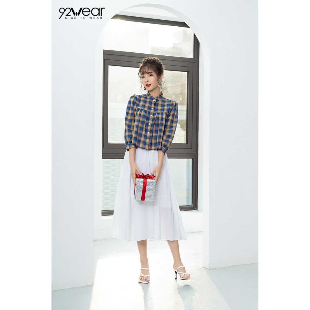 Áo sơ mi nữ công sở 92WEAR đủ màu, đủ size, tay lỡ ASW0710